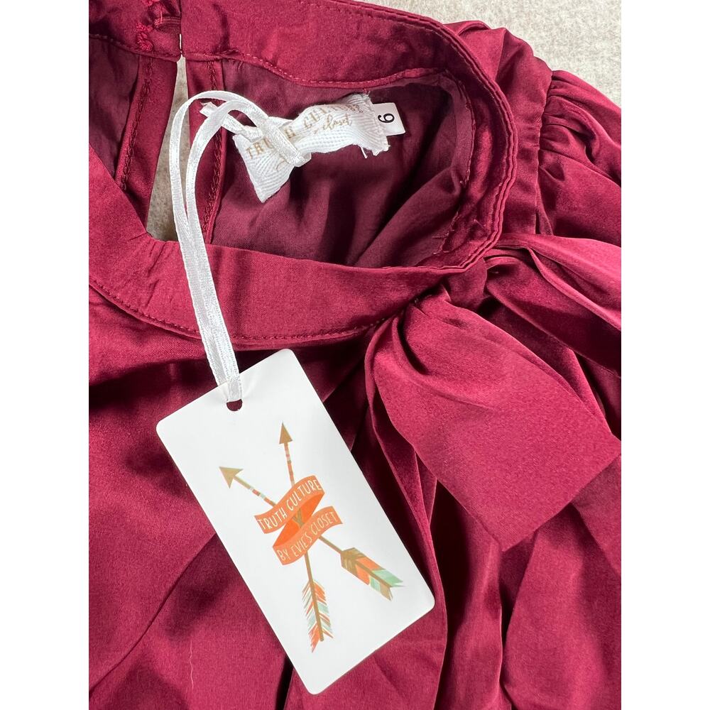 Evie's Closet Cardinal Red Simplicity Dress Bow Ruffles Smocked Size 6 NEW - Picture 3 of 7